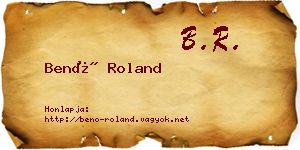 Benő Roland névjegykártya